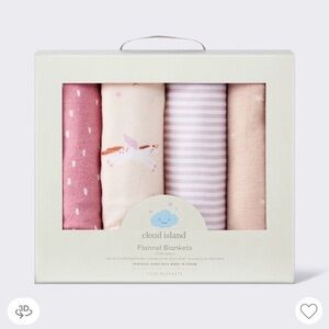 Fleece Baby Girl Blanket AND 4 Flannel Blankets